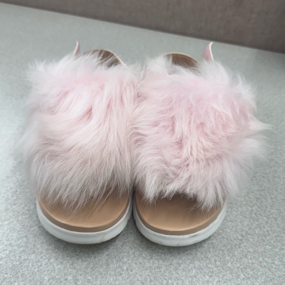 Ugg Fluffy Pink Kids Slide Sandals